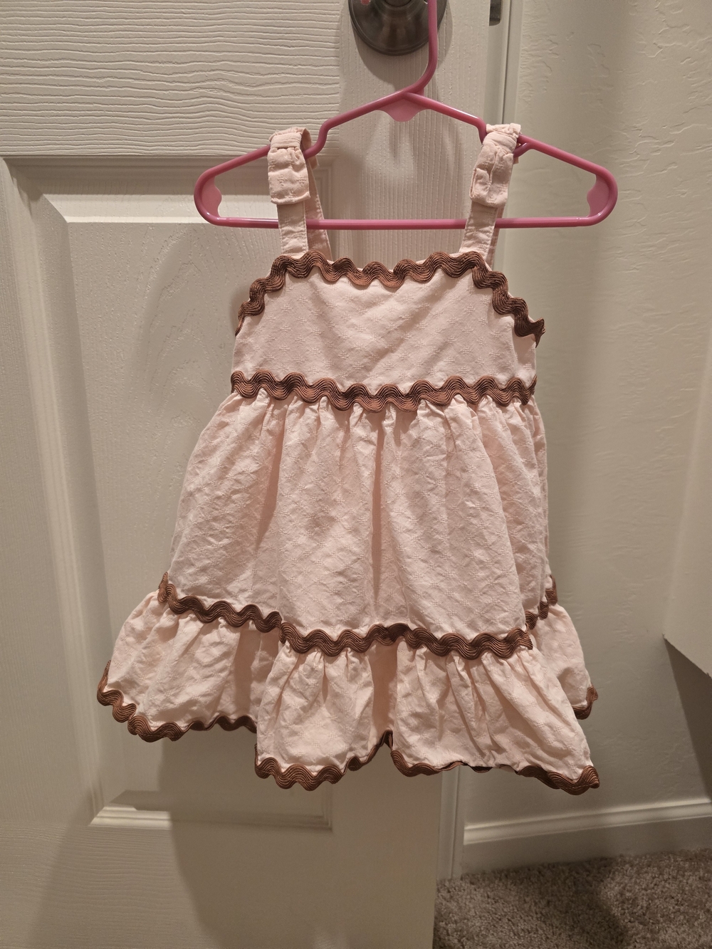 Joie Pink Sundress with Brown Trim